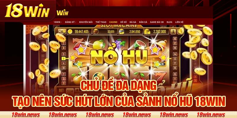 Chủ đề đa dạng tạo nên sức hút lớn của sảnh nổ hũ 18Win